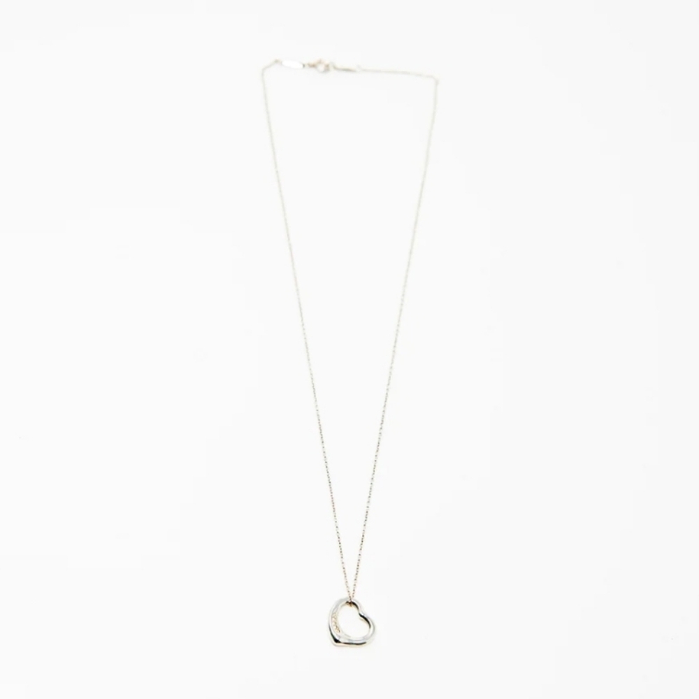 Authentic Tiffany & Co. Silver Diamond Heart Necklace